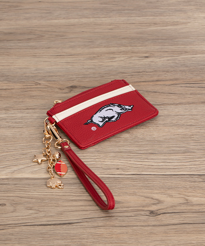 Arkansas Razorbacks Card Holder with Football Charm