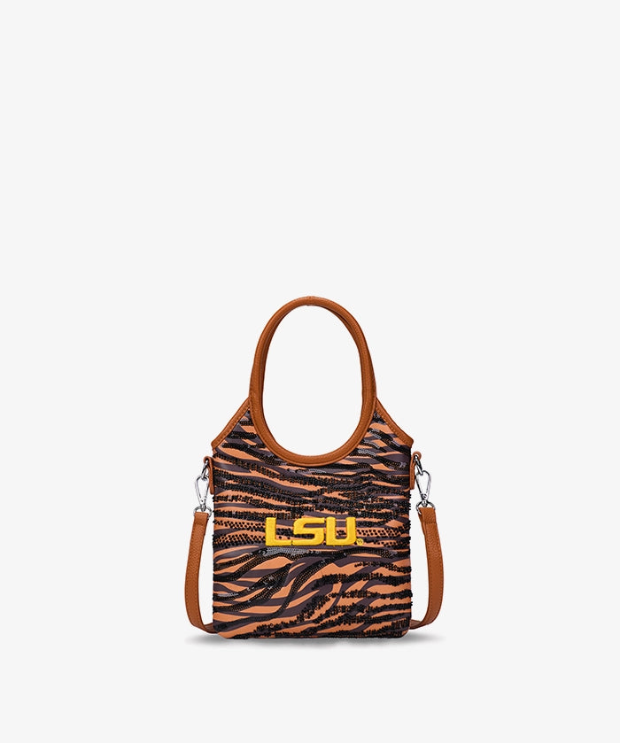 LSU Tigers Tiger Stripe Top Handle Crossbody Bag