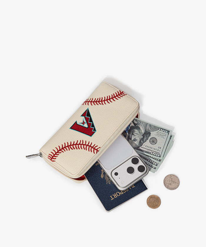 MLB Arizona Diamondbacks Zip Wallet Baseball Stitch Detail
