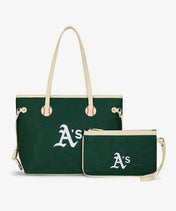 MLB Athletics Tote Bag with Wristlet Wallet