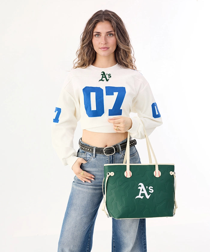 MLB Athletics Tote Bag with Wristlet Wallet