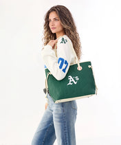 MLB Athletics Tote Bag with Wristlet Wallet