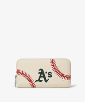 MLB Athletics Zip Wallet Baseball Stitch Detail