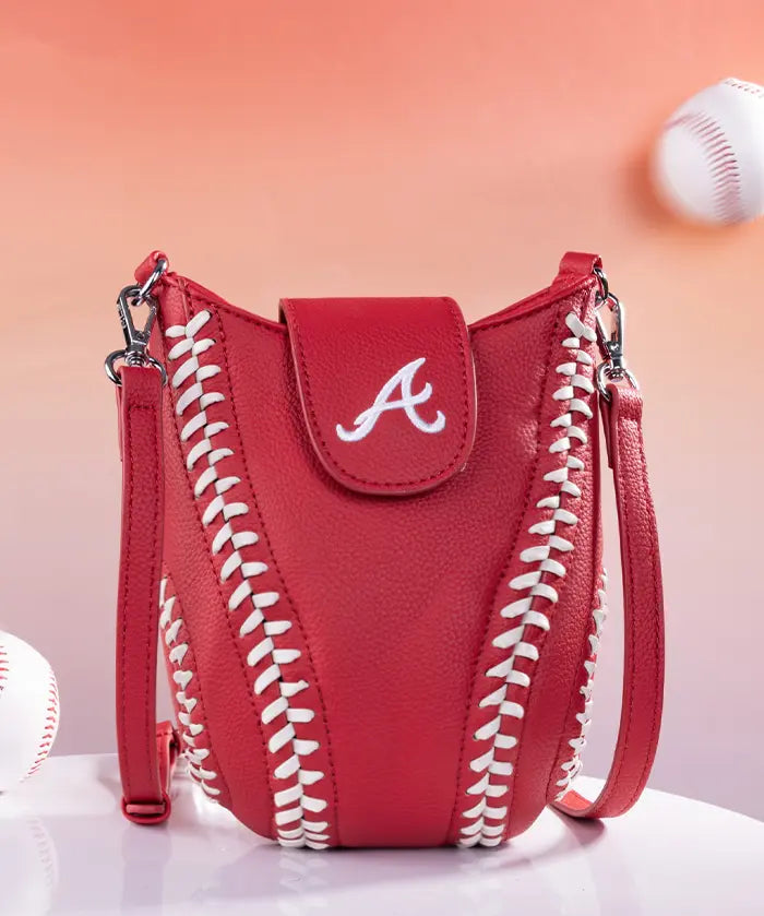 MLB Atlanta Braves Crossbody Bag With Baseball Seam