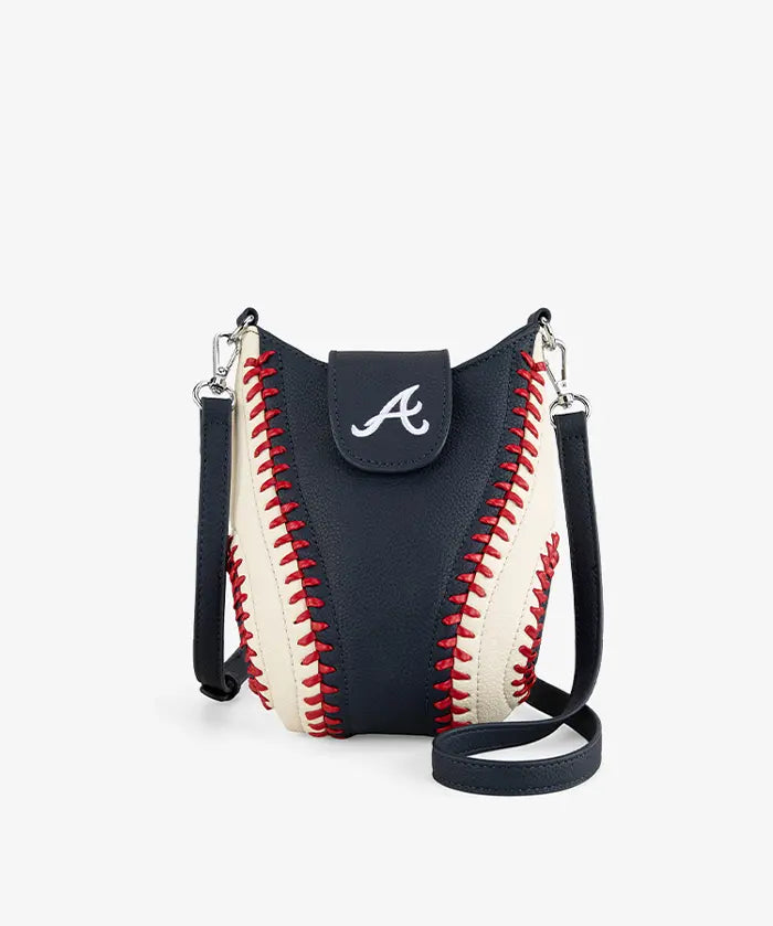 MLB Atlanta Braves Crossbody Bag With Baseball Seam
