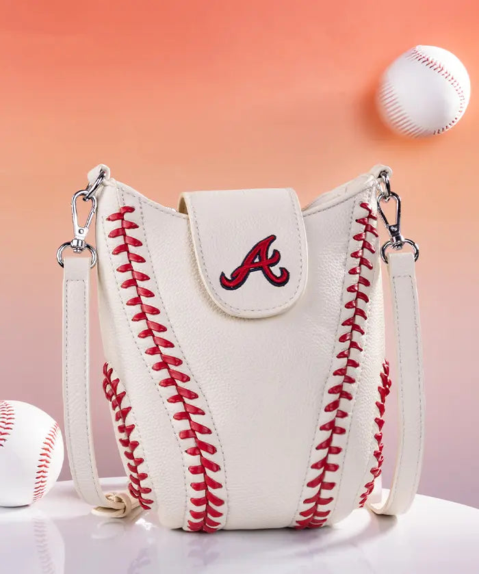 MLB Atlanta Braves Crossbody Bag With Baseball Seam