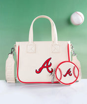 MLB Atlanta Braves Tote Bag with Baseball Coin Pouch