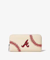 MLB Atlanta Braves Zip Wallet Baseball Stitch Detail