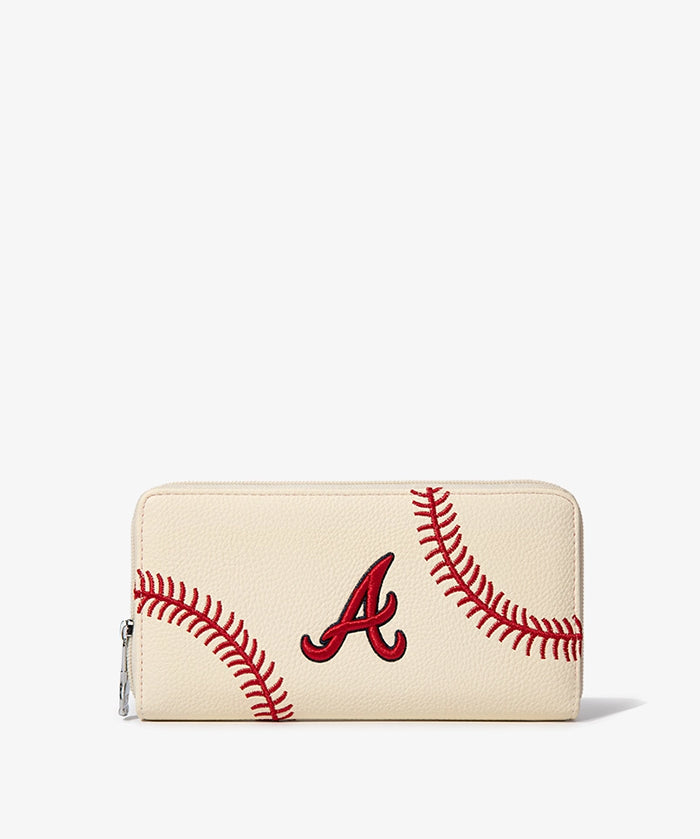 MLB Atlanta Braves Zip Wallet Baseball Stitch Detail