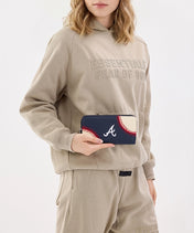 MLB Atlanta Braves Zip Wallet Baseball Stitch Detail