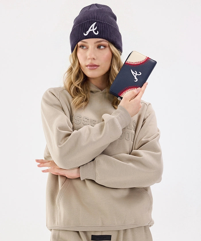 MLB Atlanta Braves Zip Wallet Baseball Stitch Detail