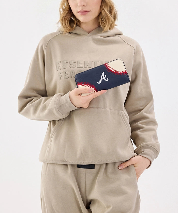 MLB Atlanta Braves Zip Wallet Baseball Stitch Detail