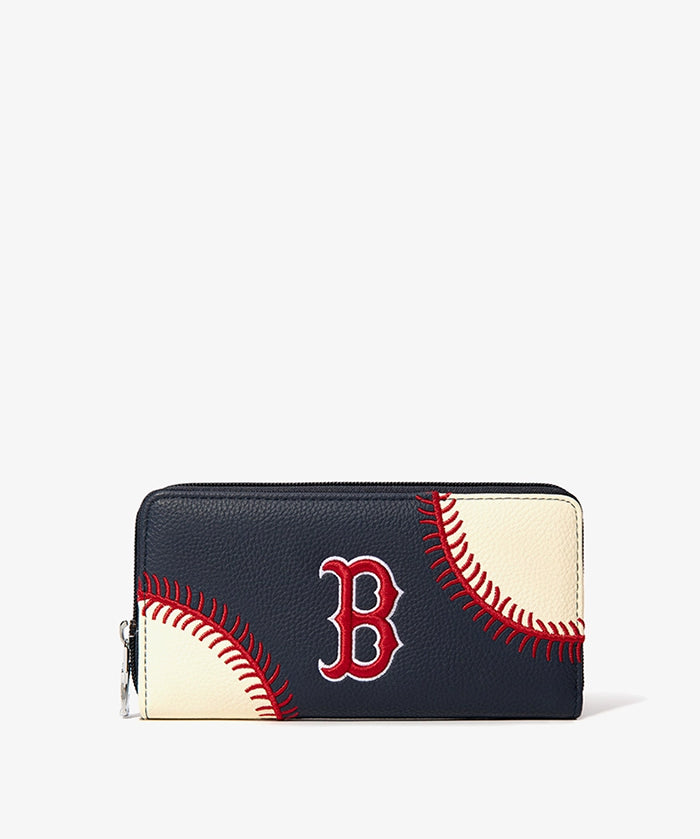 MLB Boston Red Sox Zip Wallet Baseball Stitch Detail
