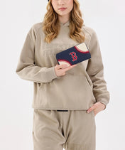 MLB Boston Red Sox Zip Wallet Baseball Stitch Detail