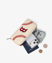 MLB Boston Red Sox Zip Wallet Baseball Stitch Detail