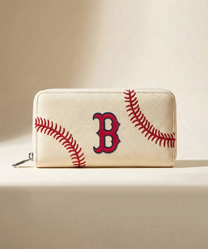 MLB Boston Red Sox Zip Wallet Baseball Stitch Detail
