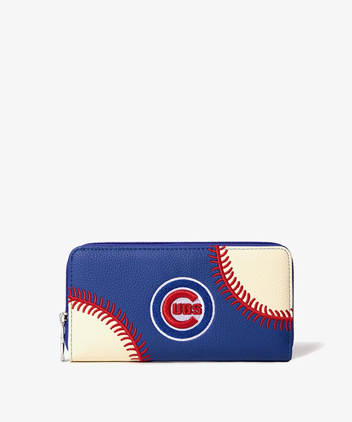 MLB Chicago Cubs Zip Wallet Baseball Stitch Detail