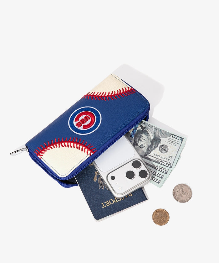 MLB Chicago Cubs Zip Wallet Baseball Stitch Detail