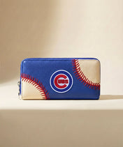 MLB Chicago Cubs Zip Wallet Baseball Stitch Detail