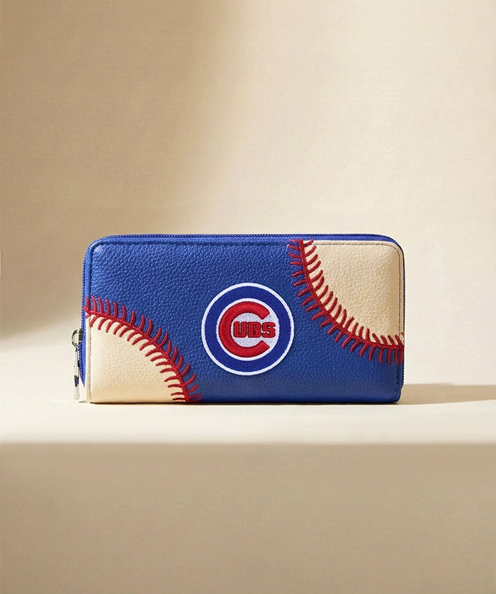 MLB Chicago Cubs Zip Wallet Baseball Stitch Detail