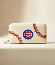 MLB Chicago Cubs Zip Wallet Baseball Stitch Detail