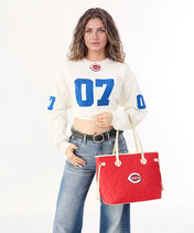 MLB Cincinnati Reds Tote Bag with Wristlet Wallet