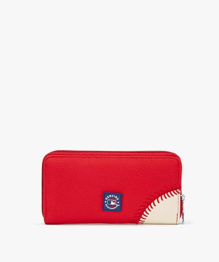MLB Cincinnati Reds Zip Wallet Baseball Stitch Detail