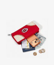 MLB Cincinnati Reds Zip Wallet Baseball Stitch Detail