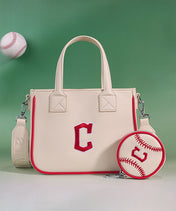 MLB Cleveland Guardians Tote Bag with Baseball Coin Pouch