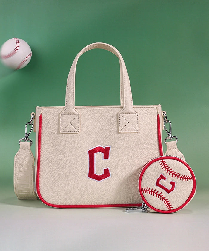 MLB Cleveland Guardians Tote Bag with Baseball Coin Pouch