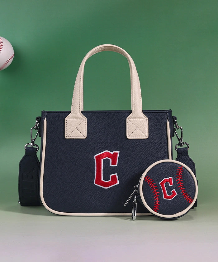 MLB Cleveland Guardians Tote Bag with Baseball Coin Pouch