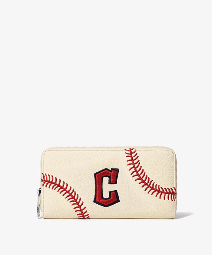 MLB Cleveland Guardians Zip Wallet Baseball Stitch Detail