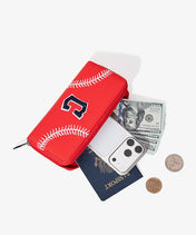 MLB Cleveland Guardians Zip Wallet Baseball Stitch Detail