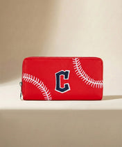 MLB Cleveland Guardians Zip Wallet Baseball Stitch Detail