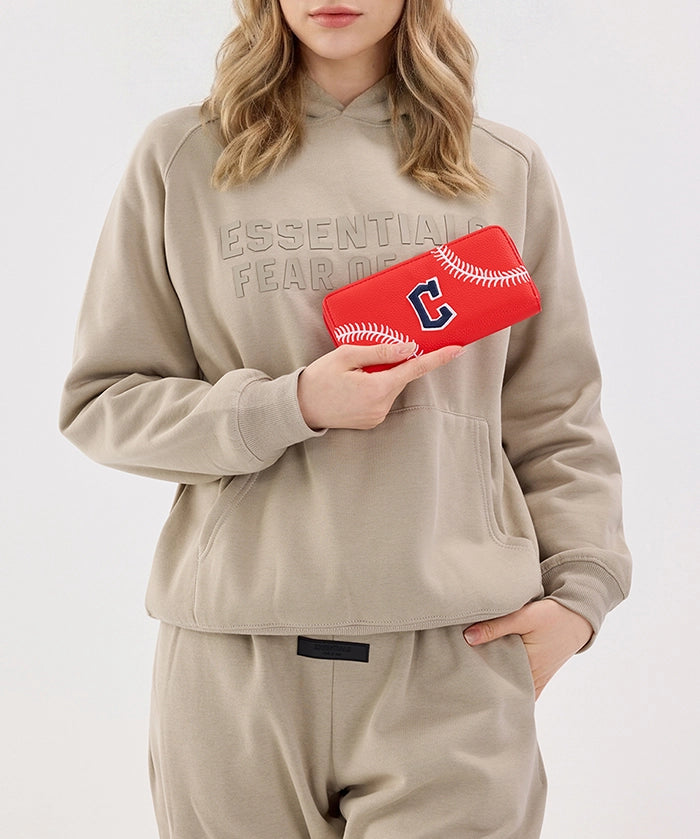 MLB Cleveland Guardians Zip Wallet Baseball Stitch Detail