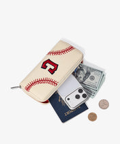MLB Cleveland Guardians Zip Wallet Baseball Stitch Detail