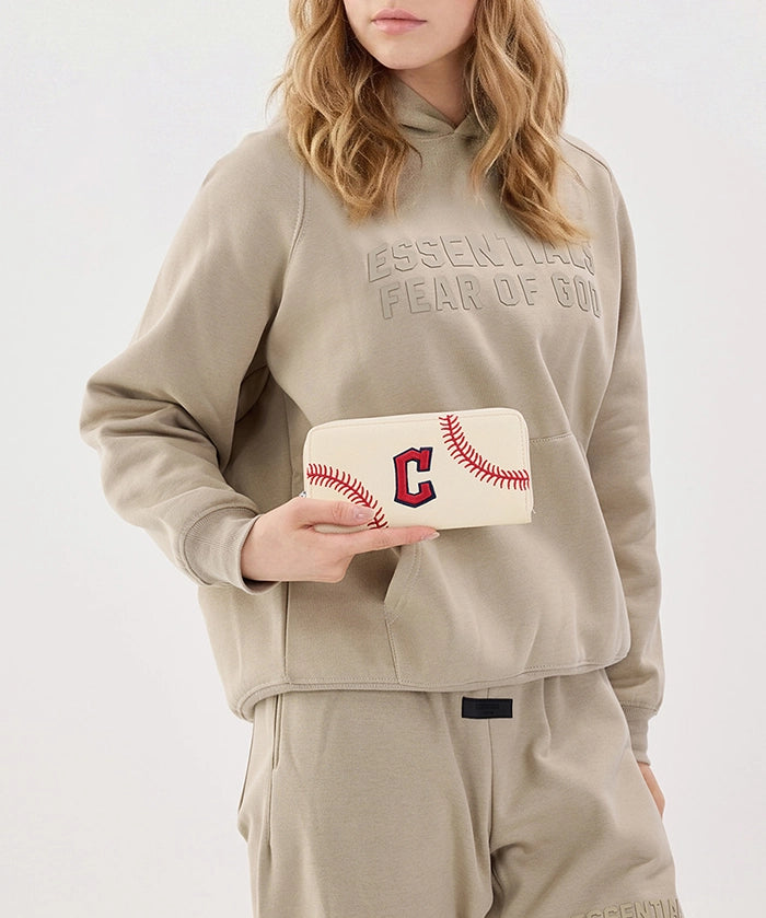 MLB Cleveland Guardians Zip Wallet Baseball Stitch Detail