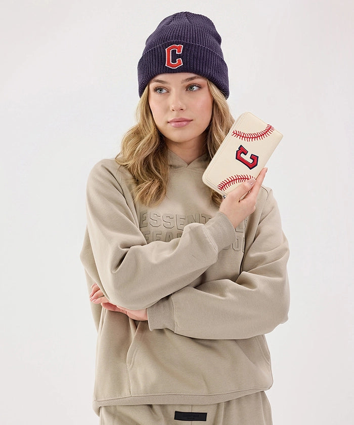 MLB Cleveland Guardians Zip Wallet Baseball Stitch Detail