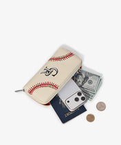 MLB Colorado Rockies Zip Wallet Baseball Stitch Detail