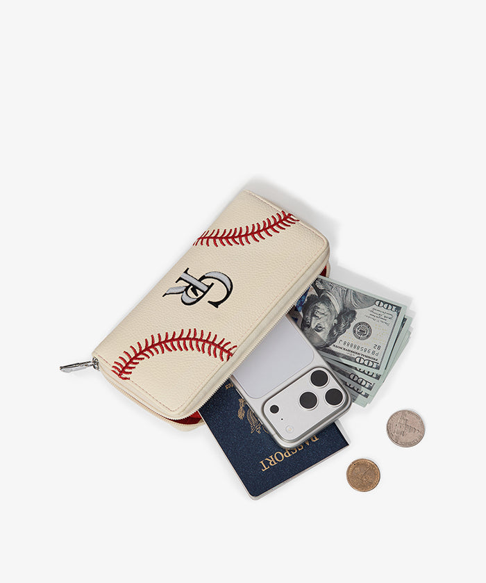 MLB Colorado Rockies Zip Wallet Baseball Stitch Detail