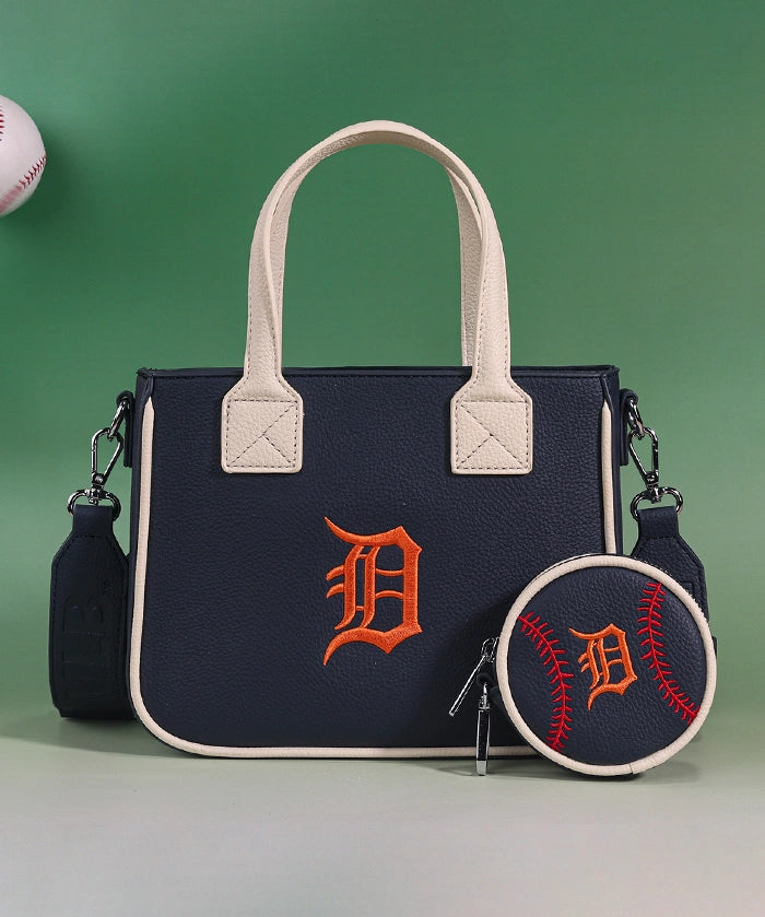 MLB Detroit Tigers Tote Bag with Baseball Coin Pouch