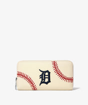 MLB Detroit Tigers Zip Wallet Baseball Stitch Detail
