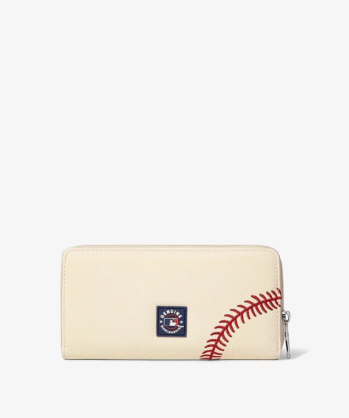 MLB Detroit Tigers Zip Wallet Baseball Stitch Detail