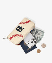 MLB Detroit Tigers Zip Wallet Baseball Stitch Detail
