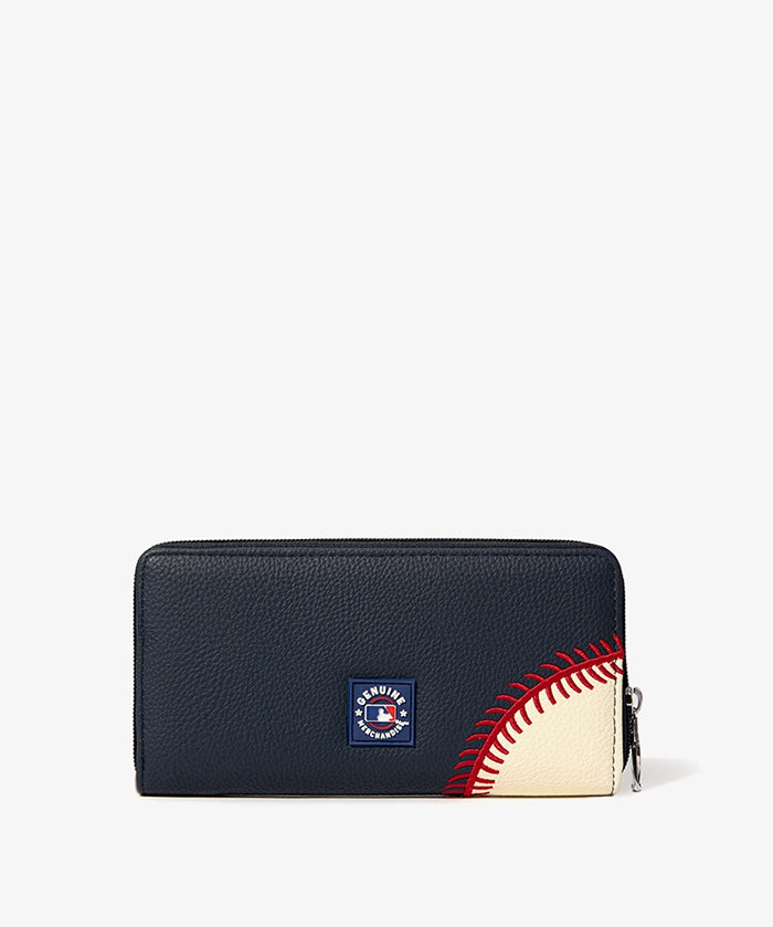 MLB Detroit Tigers Zip Wallet Baseball Stitch Detail