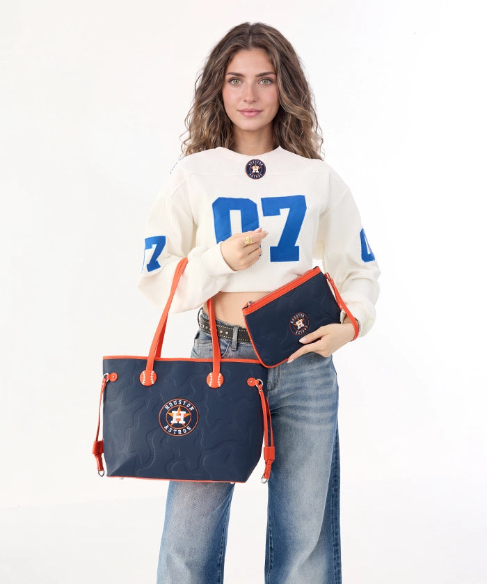 MLB Houston Astros Tote Bag with Wristlet Wallet