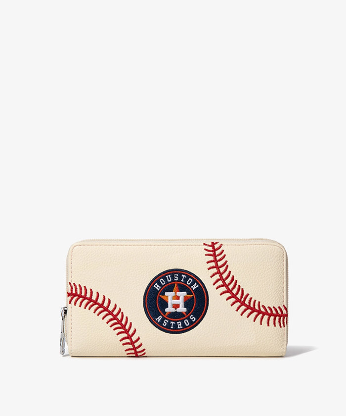 MLB Houston Astros Zip Wallet Baseball Stitch Detail