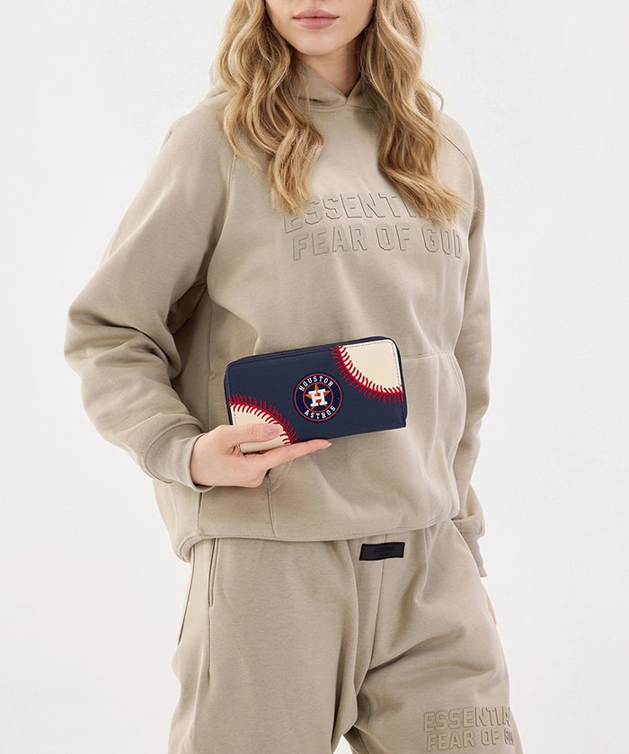 MLB Houston Astros Zip Wallet Baseball Stitch Detail
