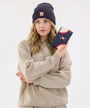 MLB Houston Astros Zip Wallet Baseball Stitch Detail