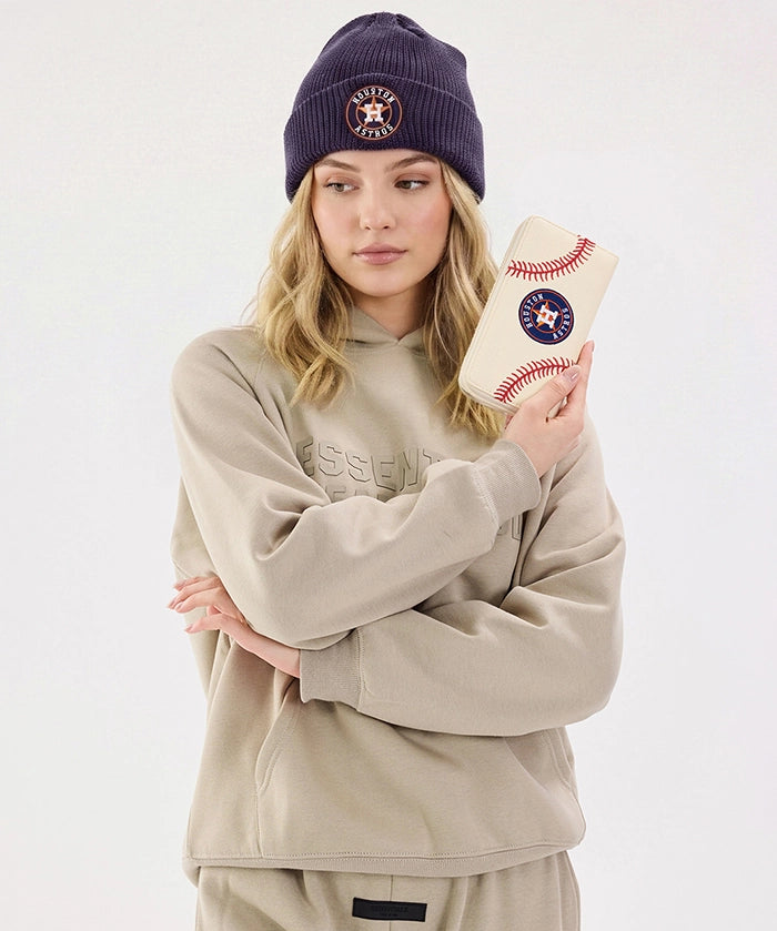 MLB Houston Astros Zip Wallet Baseball Stitch Detail